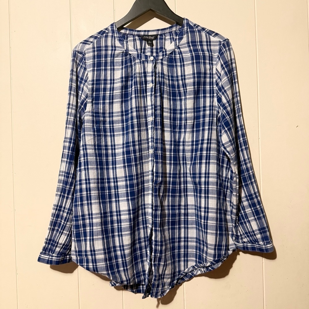 Lucky Brand Plain Buttondown Shirt Blue Women Size XL